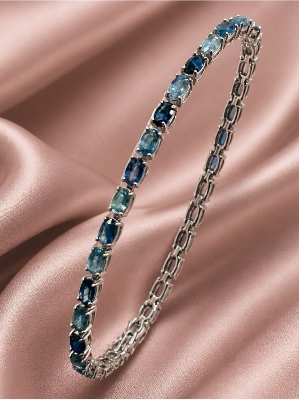 Authentic Natural mined blue sapphires from Sri Lanka. 7” tennis bracelet.